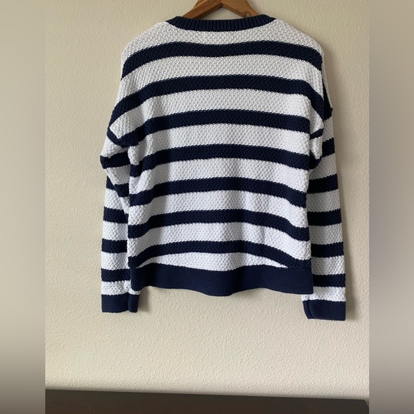 Ralph Lauren Women’s Navy&White Striped VNeck Relaxed LongSleeve Sweater Medium - Picture 16 of 16